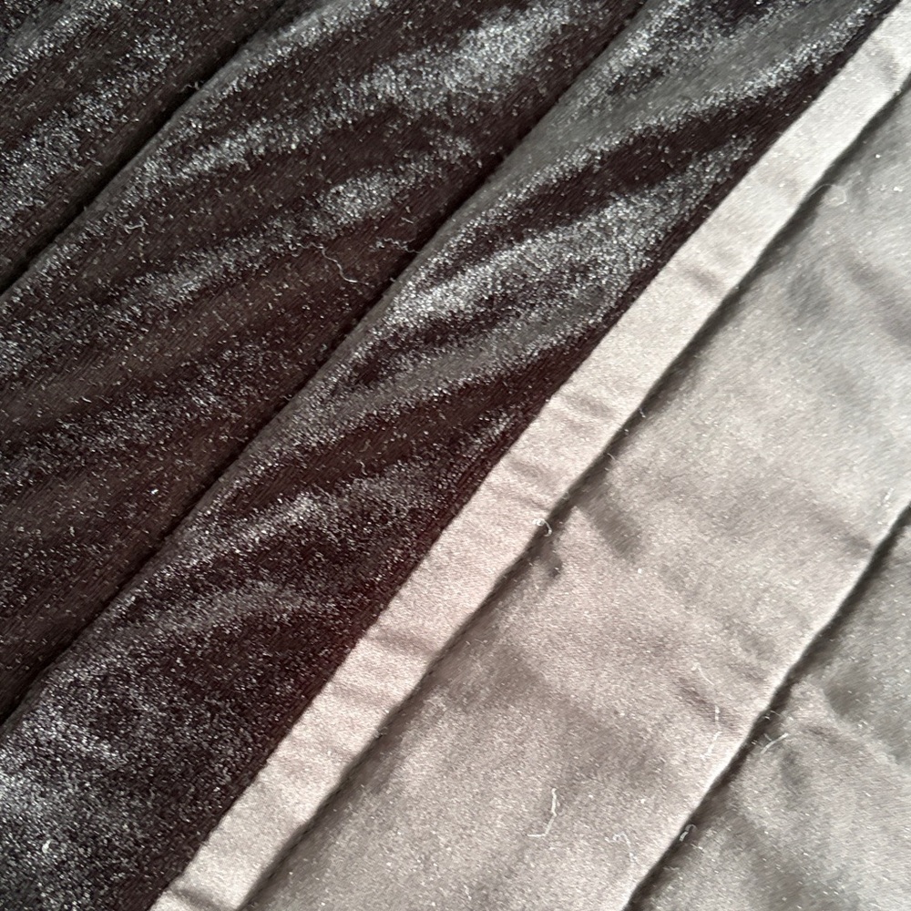 Black Velvet and Satin Striped King Size Coverlet - Picture 3 of 6